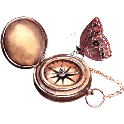 Compass with Butterfly Wings