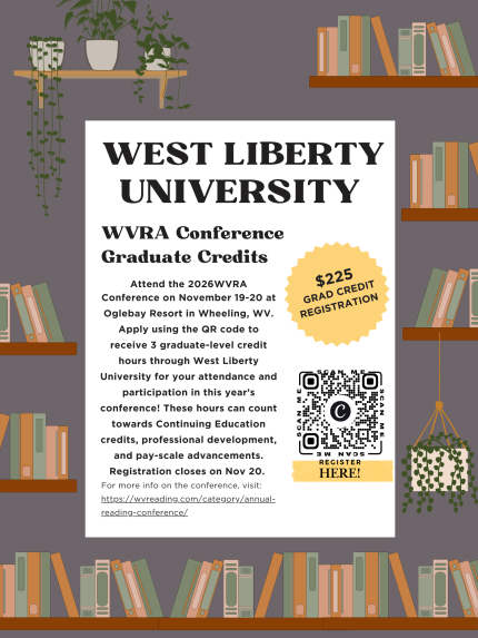 West Liberty University is offering Grad credits for attending this year's reading conference
